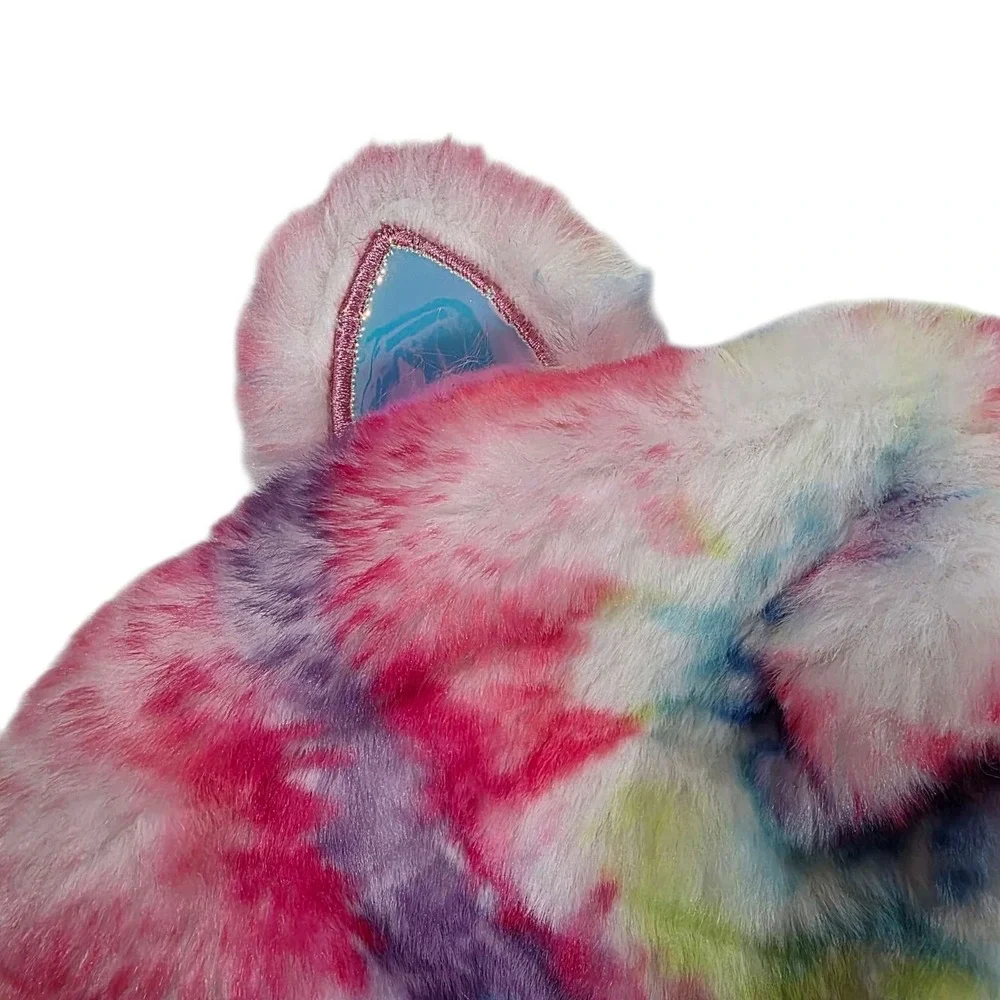 The Children's‎ Place Kids Tie Dye Faux Fur Bear Hat L/XL 8+ Ears Pom Poms